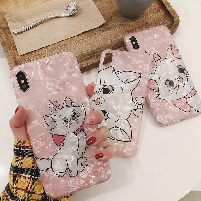 Pink Marble Cat Case For iPhone