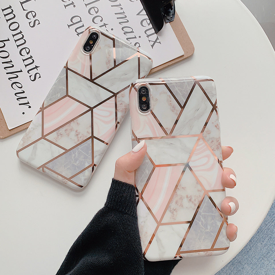 Pink Geometric Electroplated Case For iPhone - InchCase