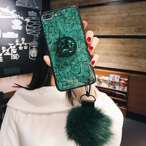 Marble Glitter Diamond Fur iPhone Case - InchCase