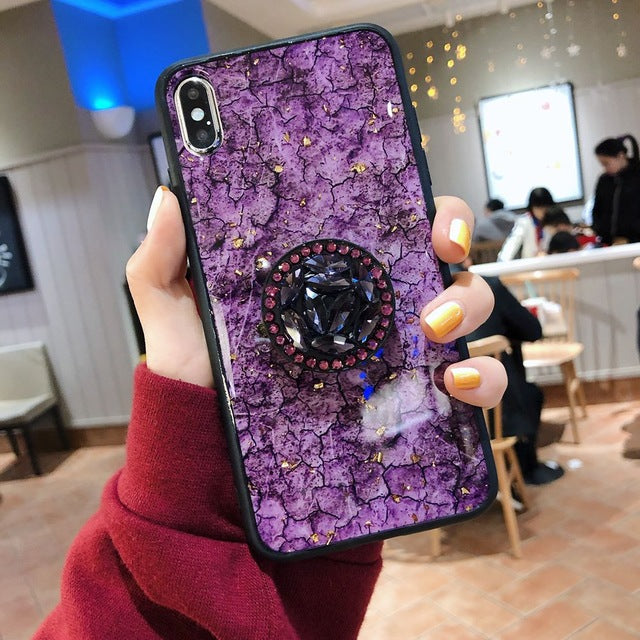 Marble Glitter Diamond Fur iPhone Case - InchCase