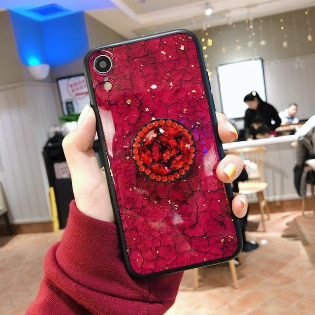 Marble Glitter Diamond Fur iPhone Case - InchCase