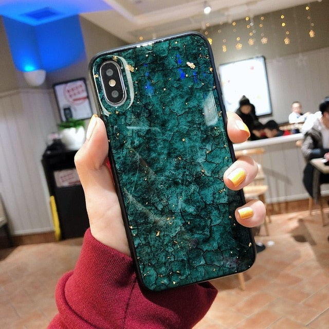 Marble Glitter Diamond Fur iPhone Case - InchCase