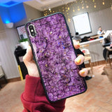 Marble Glitter Diamond Fur iPhone Case - InchCase