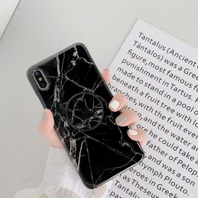 Crack Marble Holder Grip Case For iPhone - InchCase