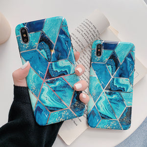 Blue Geometric Electroplated Case For iPhone - InchCase